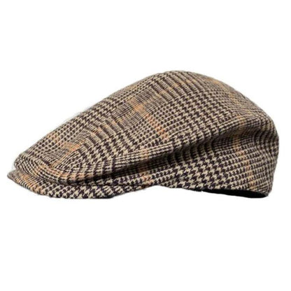 THE PEAKED Marl Flat Hat Plaid-Harris Tweed