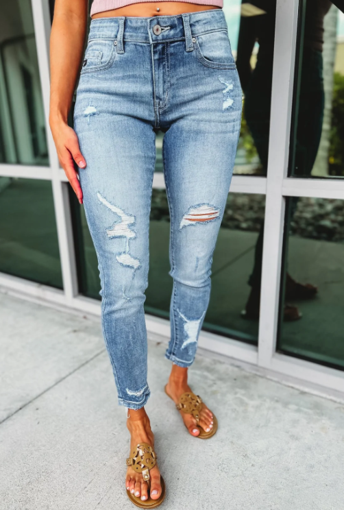 Vintage Casual Ripped Skinny Jeans