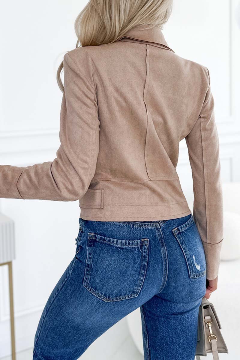 Women's Fashion Zipper Lapel Jacket