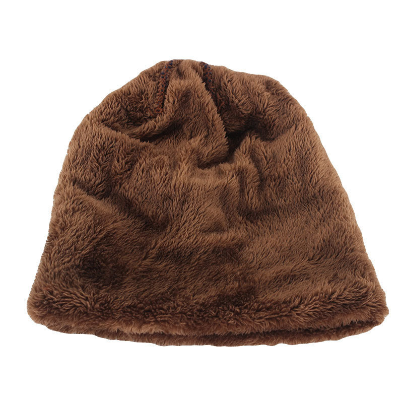 Mens Winter Leather Lable Knit Beanie Slouchy Thick Fleece Lined Hat