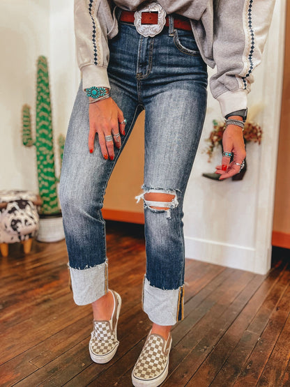 Vintage High Waisted Washed Ripped Jeans