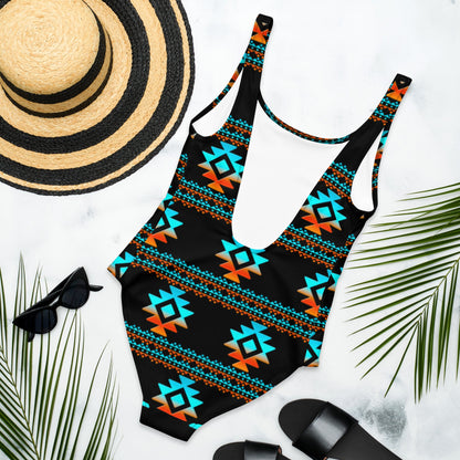 Yeehaw Black Aztec One-Piece Swimsuit