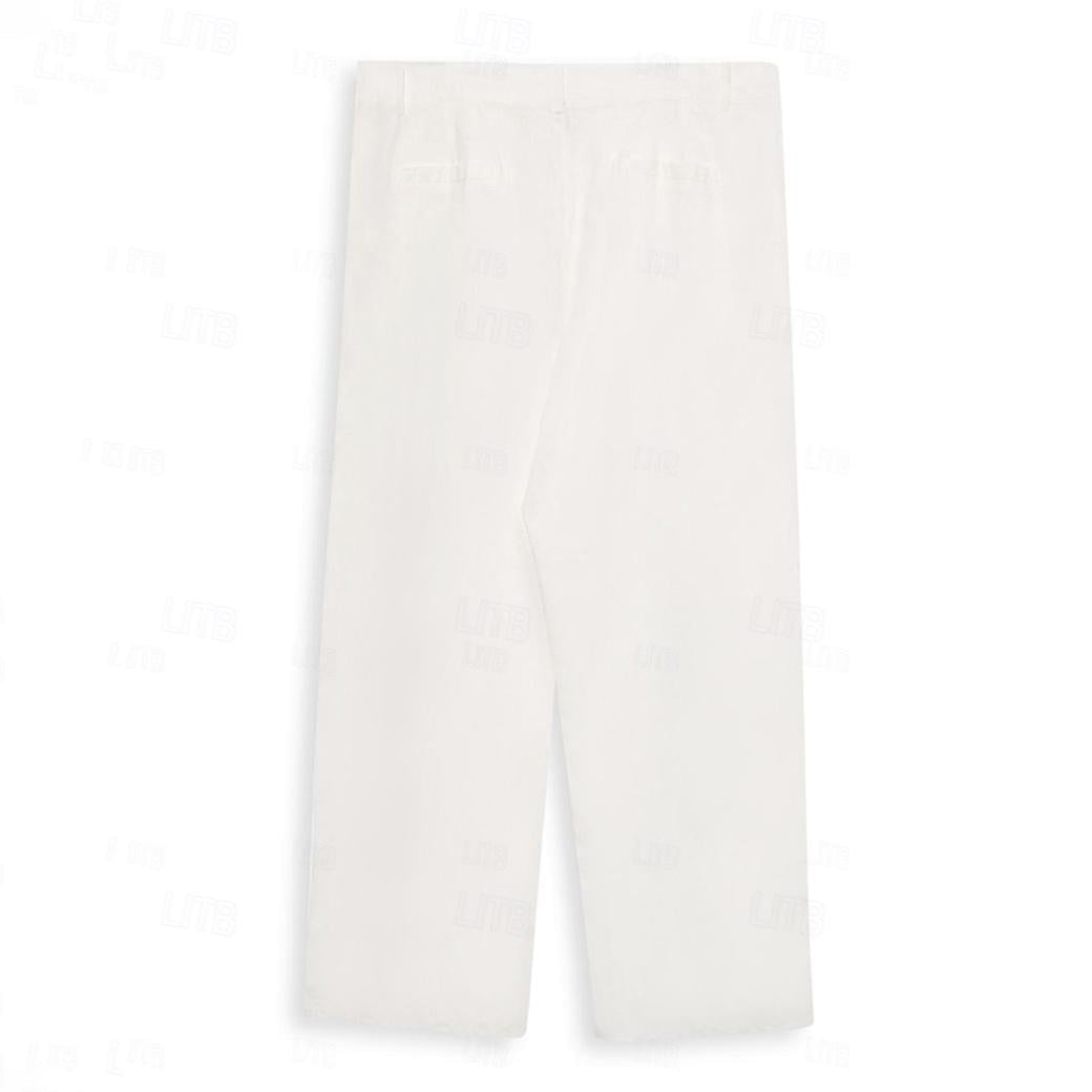 Men's Linen Buttoned Plain Pants