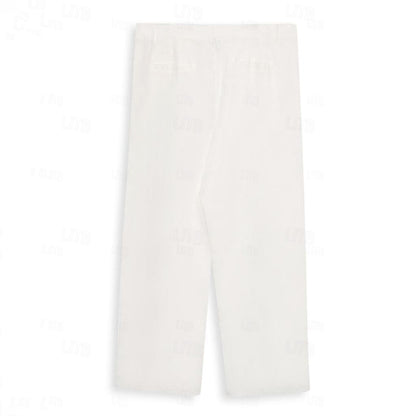 Men's Linen Buttoned Plain Pants