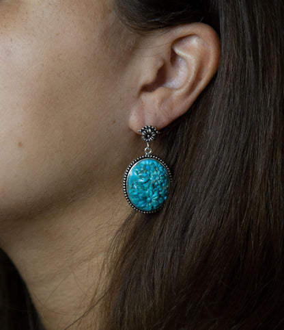 Barse Carved Blue Turquoise Sterling Silver Drop Earrings