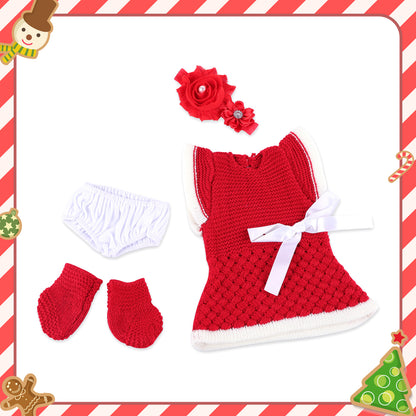 🔔[Christmas Celebration] For 12" Full Body Silicone Baby Doll Clothing 4-Pieces Set Accessories