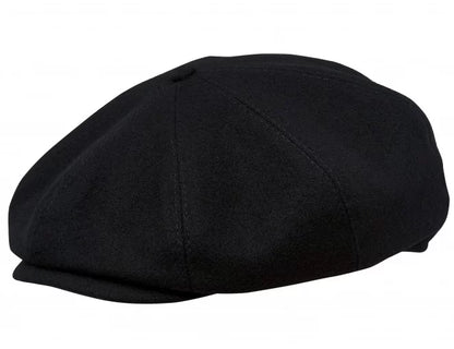 PEAKED CAPS Genuine Scottish Harris Tweed 8 Panels Man Cap Black