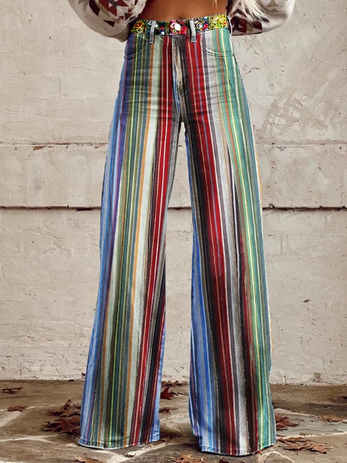 Women's Retro Hippie Wide Leg Pants