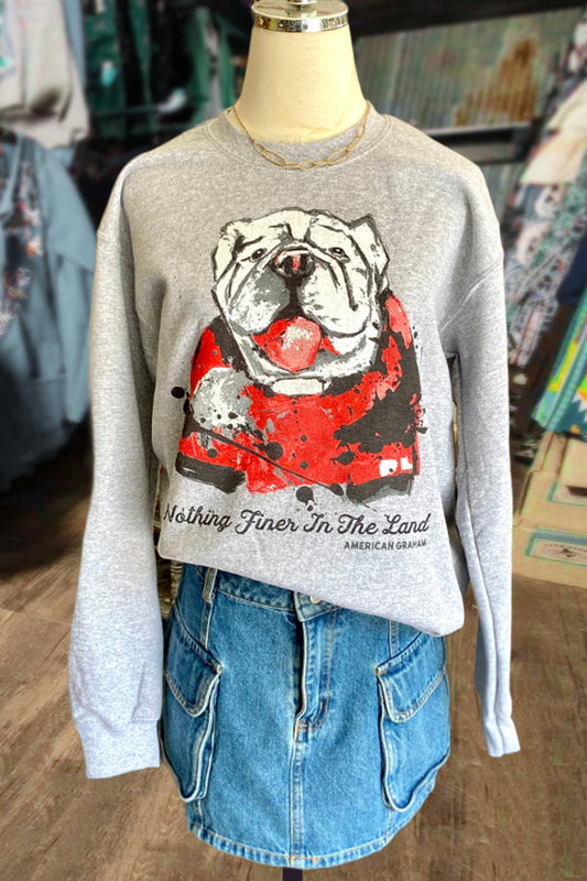 Bulldog Print Long Sleeve Sweatshirt