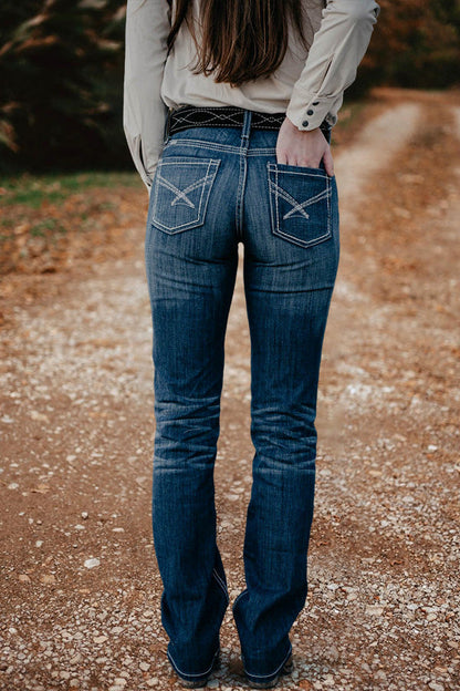 Vintage Washed Straight Leg Jeans