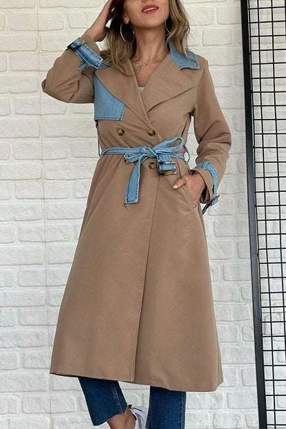 Women's Elegant Colorblocked Long Coat