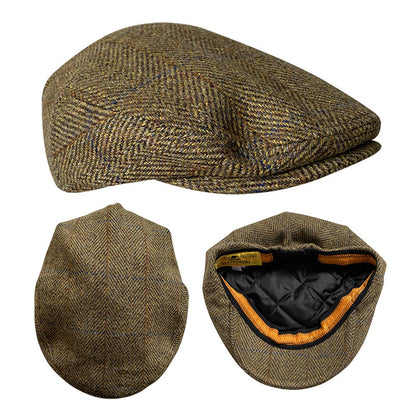 THE PEAKED Marl Flat Hat -Harris Tweed