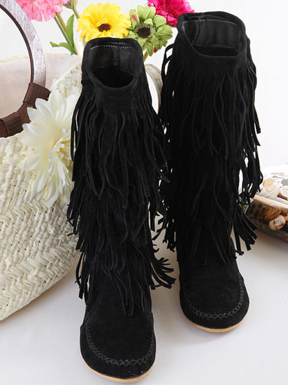 Western Retro Tassel Mid Boots