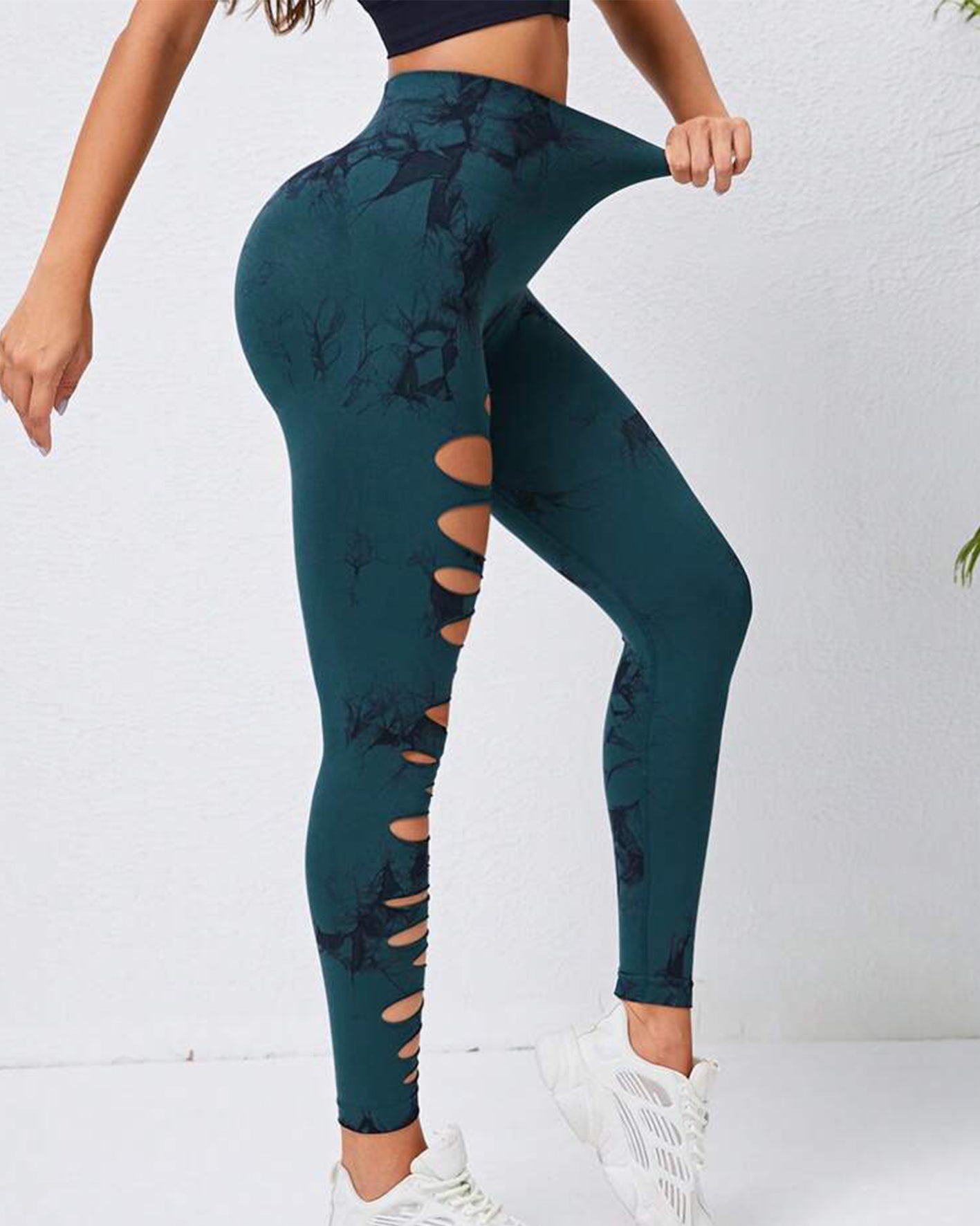 Cut-Out Tie-Dye High-Waisted Hip Lift Yoga Pants