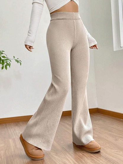 High Waist Flare Leg Knit Pants