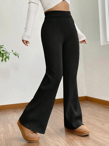 High Waist Flare Leg Knit Pants