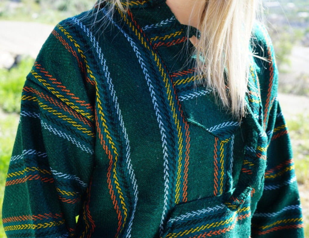 Green Mexican Drug Rug Baja Hoodie