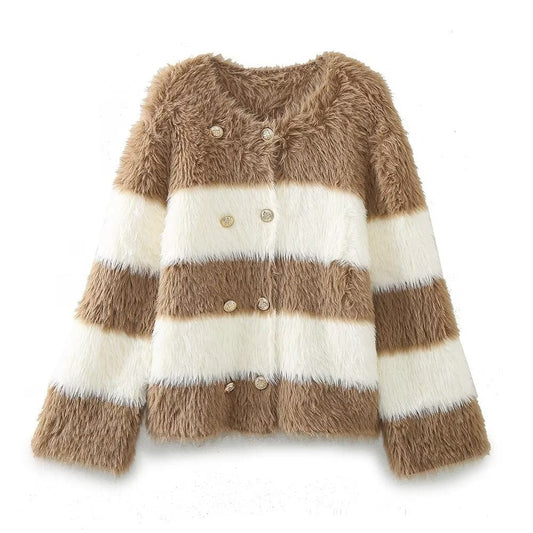 Blythe Fluffy Striped Jacket