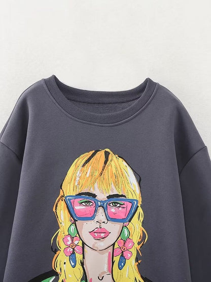 Boho Lady Print Sweatshirt