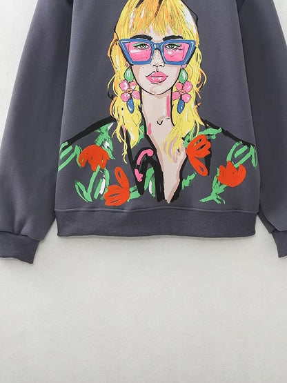 Boho Lady Print Sweatshirt