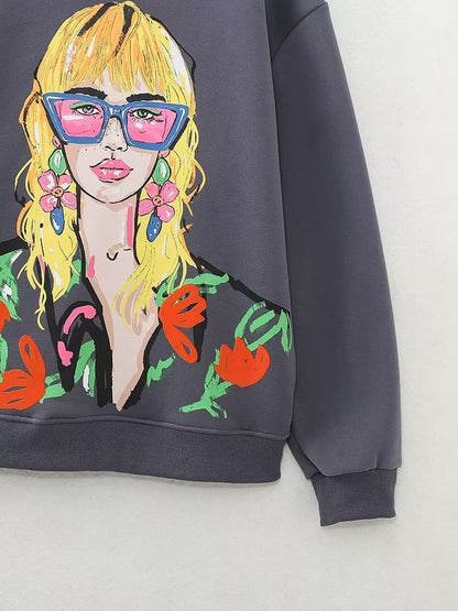 Boho Lady Print Sweatshirt