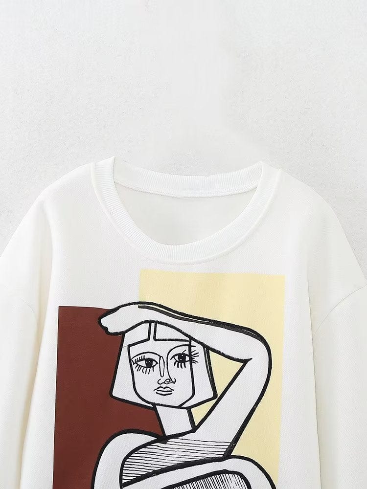 Abstract Face Illustration Sweatshirt