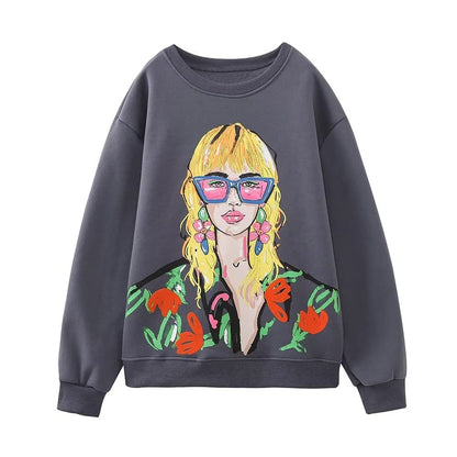 Boho Lady Print Sweatshirt