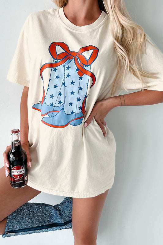 Cowgirl Cutie Graphic T-Shirt (Cream/Blue)