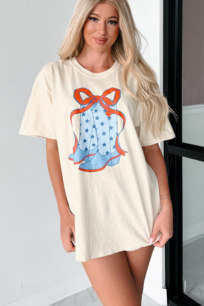 Cowgirl Cutie Graphic T-Shirt (Cream/Blue)