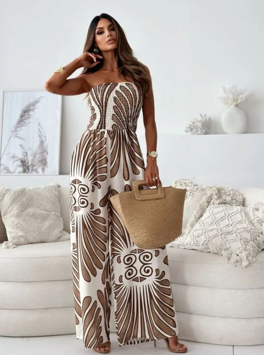 Off-Shoulder Sleeveless Jumpsuit with Wide Legs