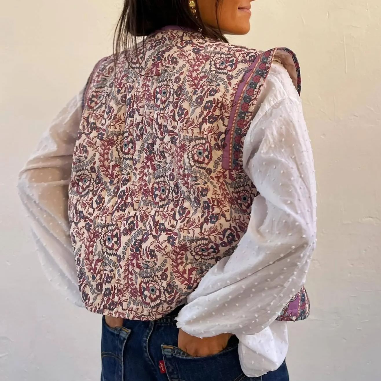 Ethnic Printed Quilted Waistcoat