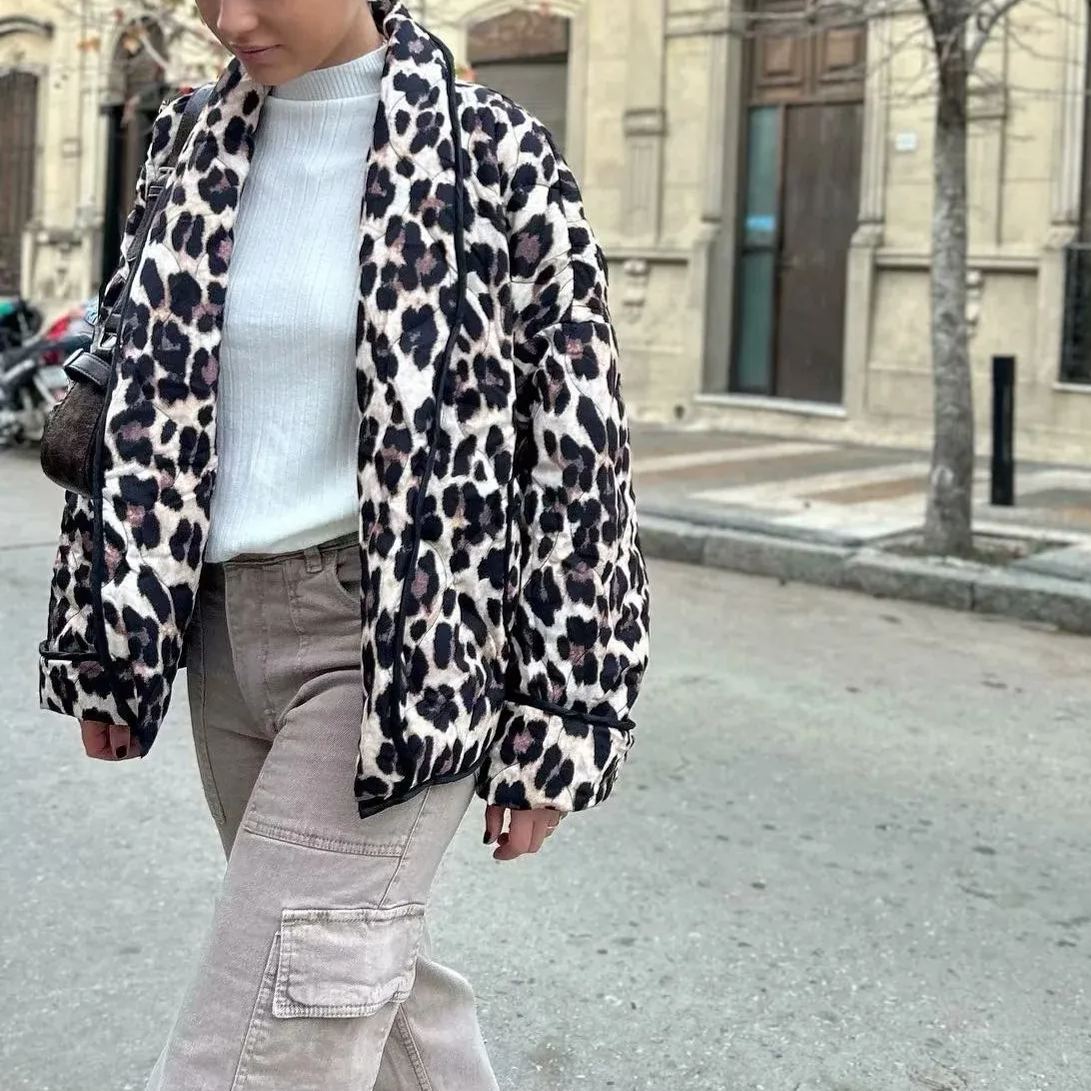 Leopard Print Quilted Jacket