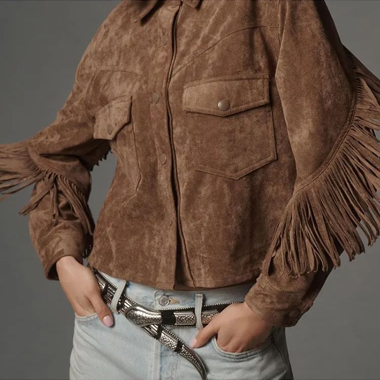 Western Cowboy Street-style Lapel Breasted Fringe Short Jacket