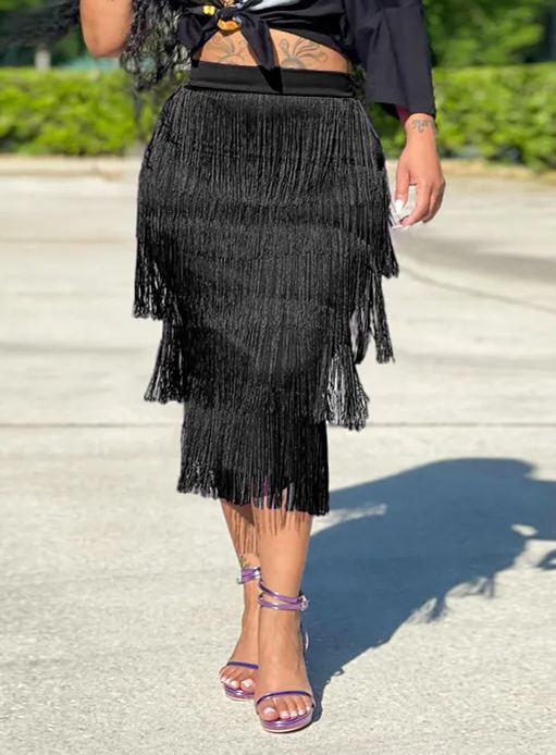 Five-Layer Fringe Skirt