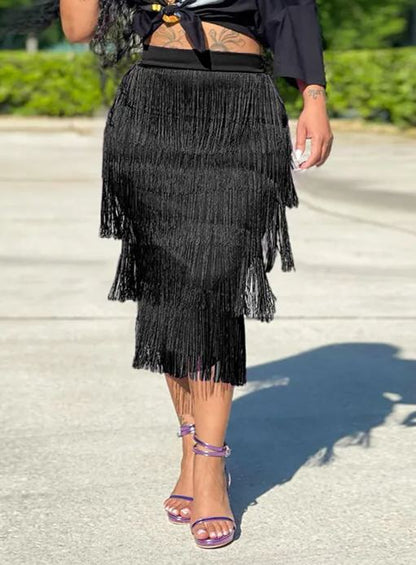 Five-Layer Fringe Skirt