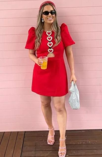 Puffy Sleeve Cutout Mini Dress