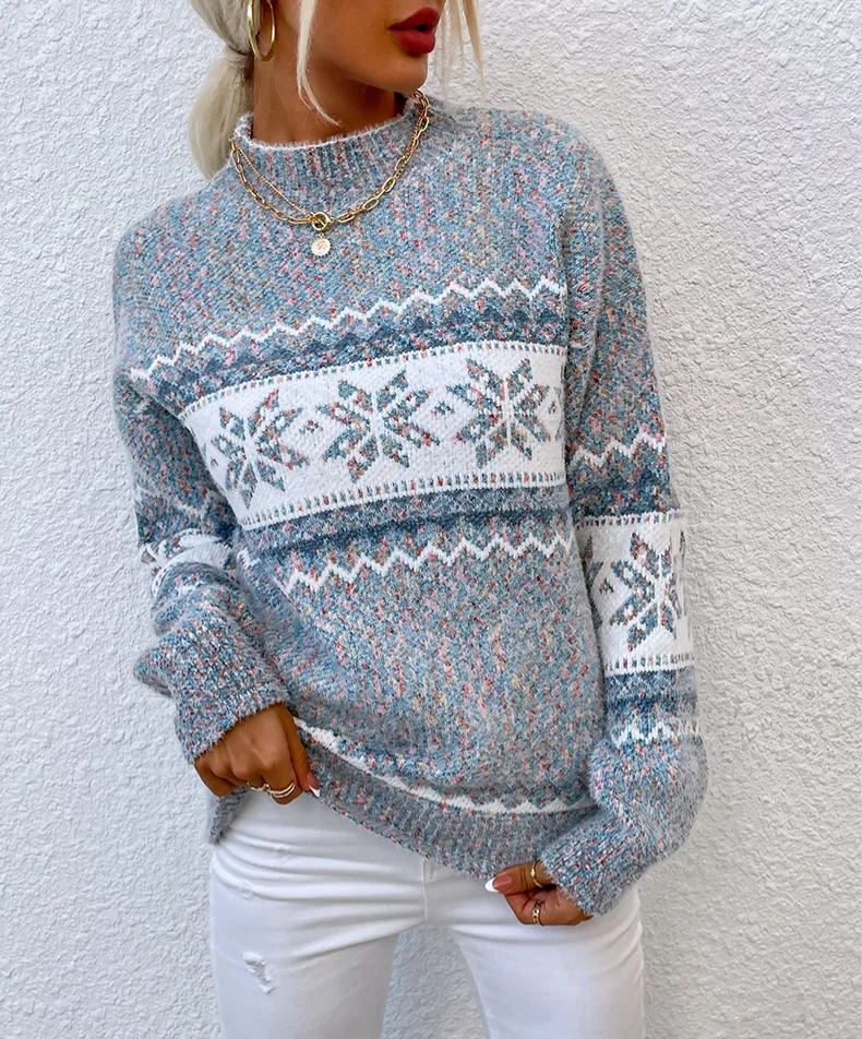 Snowflake Half Turtleneck Sweater