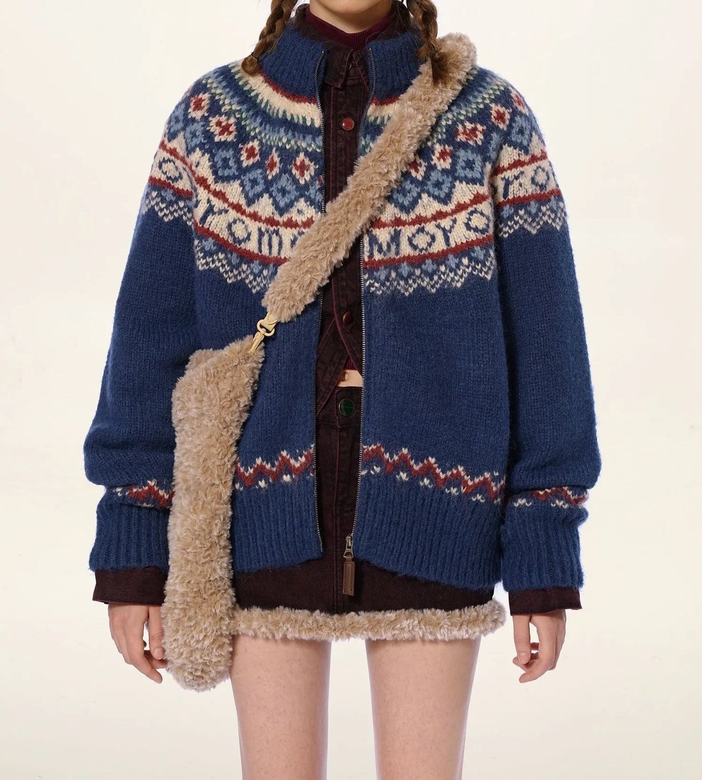 Fair Isle Vintage Pattern knit Cardigan