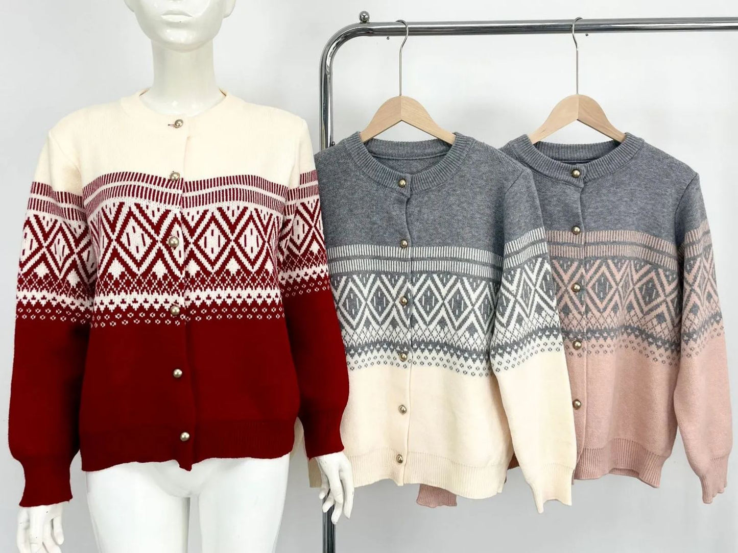 Color Contrast Geometric Pattern Cardigan