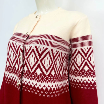 Color Contrast Geometric Pattern Cardigan