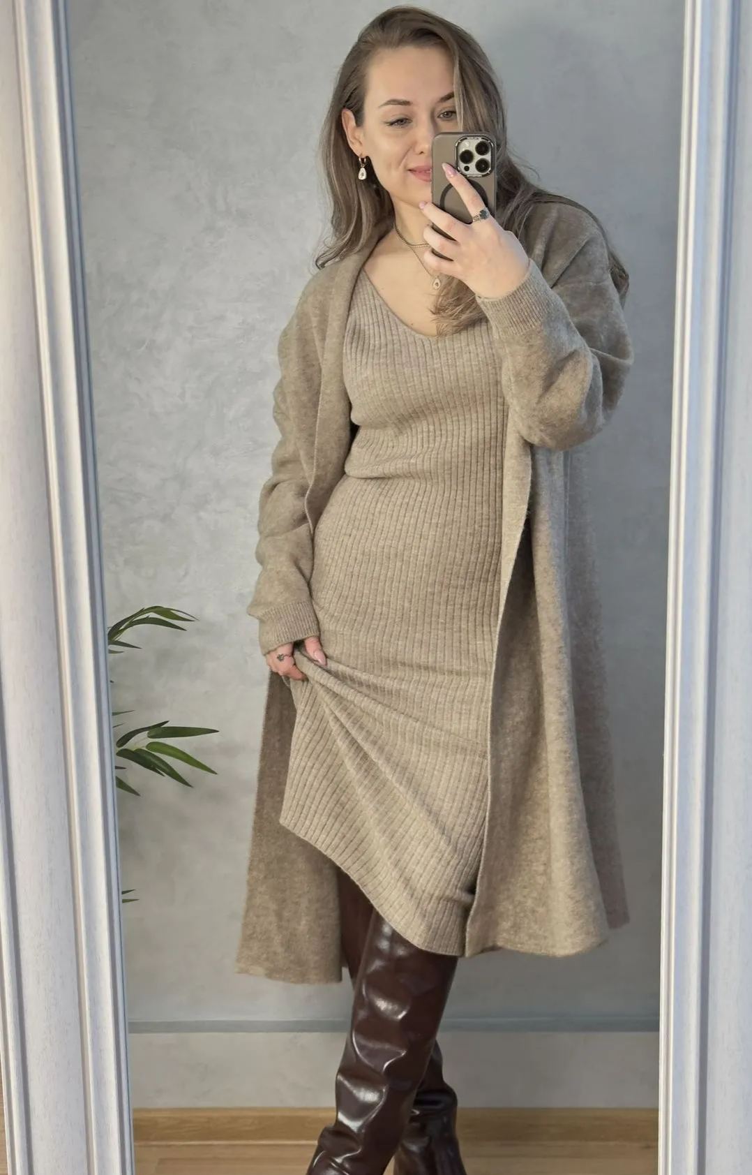 Knit Cardigan Dress Set