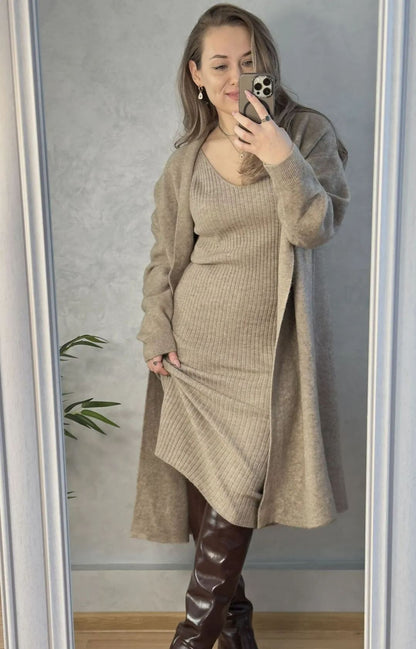 Knit Cardigan Dress Set