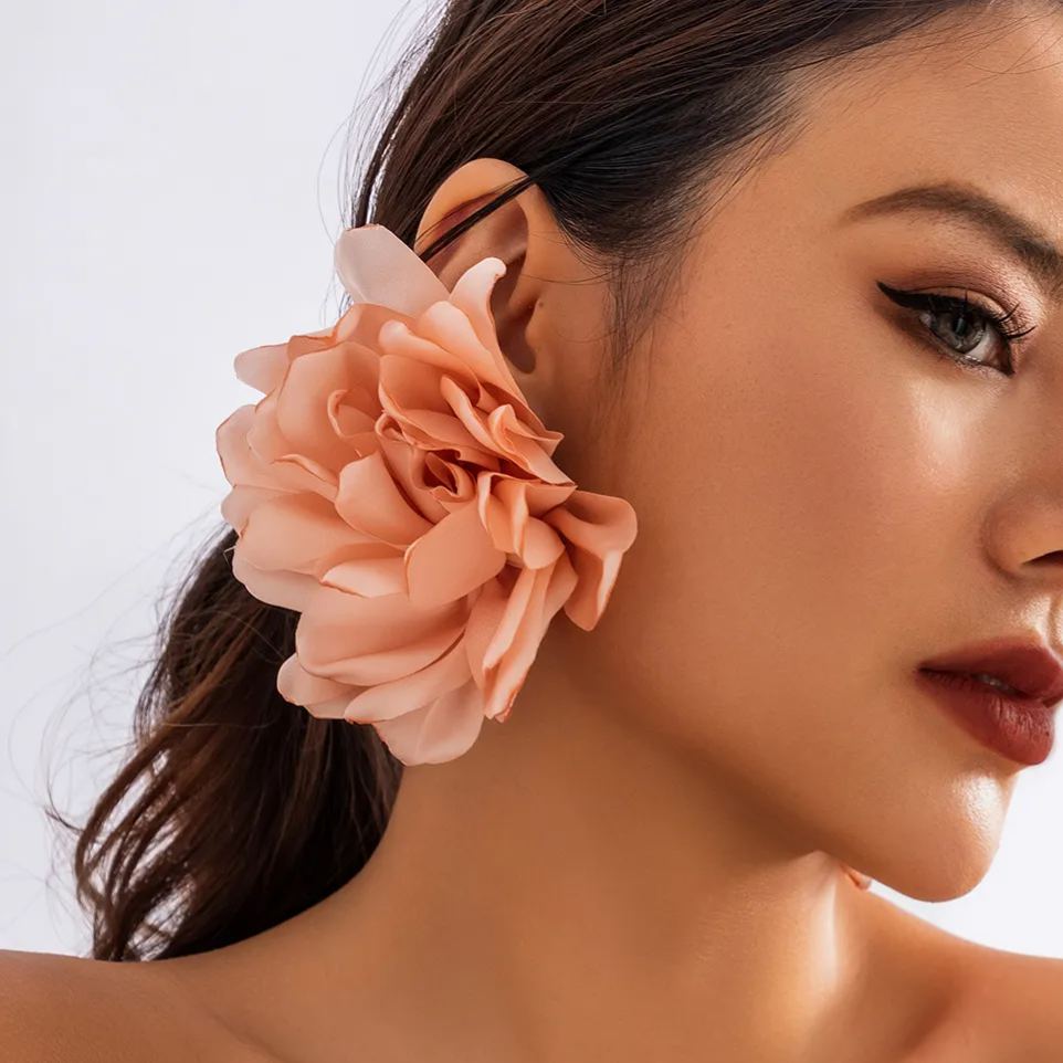 Oversized Fabric Flower Earrings