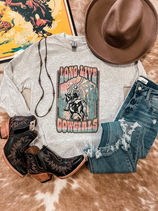 Long Live Cowgirls Long Sleeve Tee (Ash)