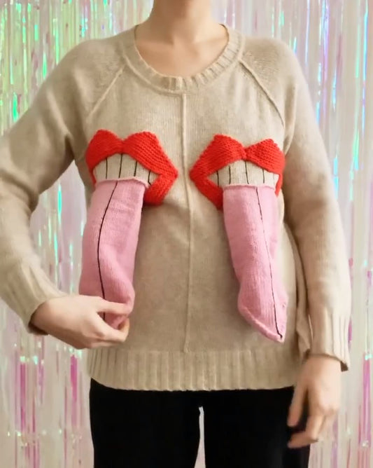 Chbig Tongue Crew Neck Sweater