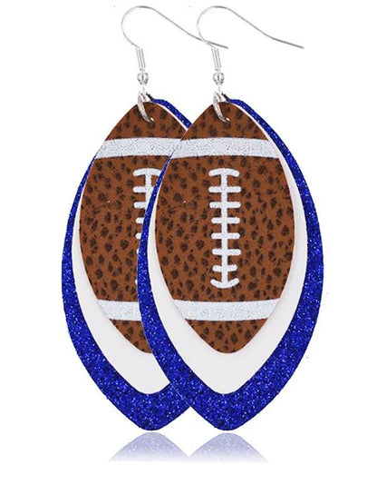 Layered Football Leather Earrings