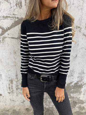 Casual Round Neck Striped Top