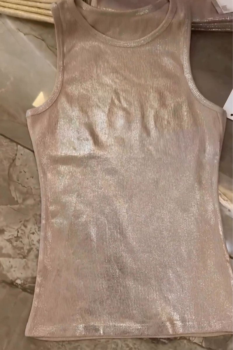 Metallic sleeveless tank top