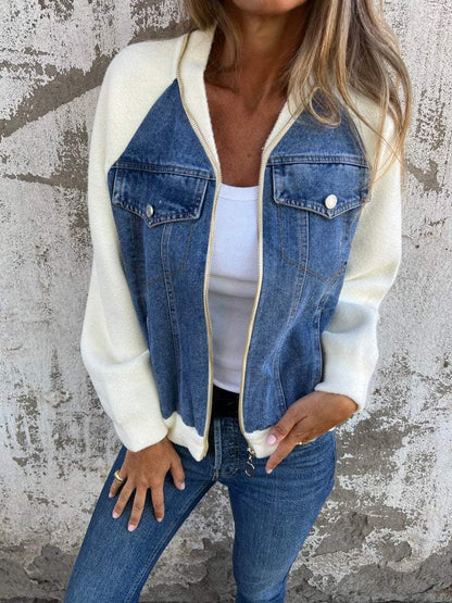 Casual V-neck Zipper Jacket