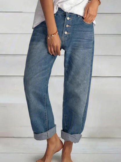 Women's slimming denim straight pants